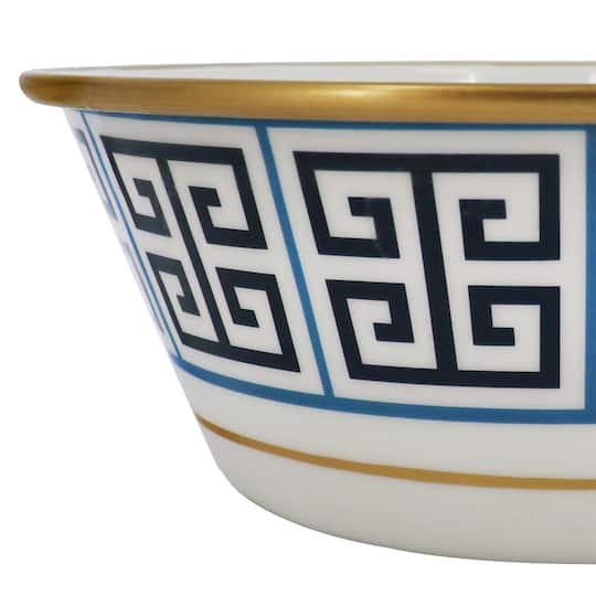 Jonathan Adler x Michaels Blue & White Greek Key Metal Bowl